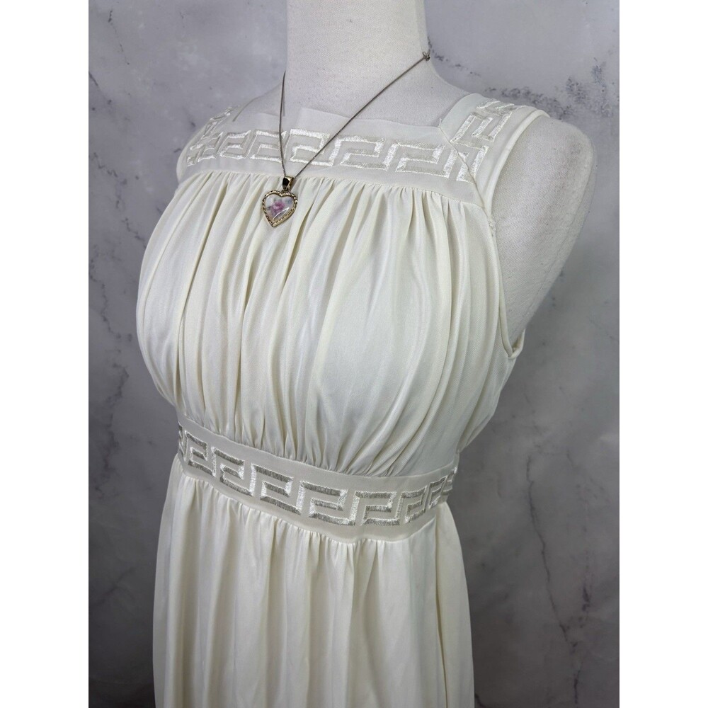 Vintage Grecian Goddess Nightgown Dress White Empire Waist Long Maxi 36 S Bride - Picture 12 of 16